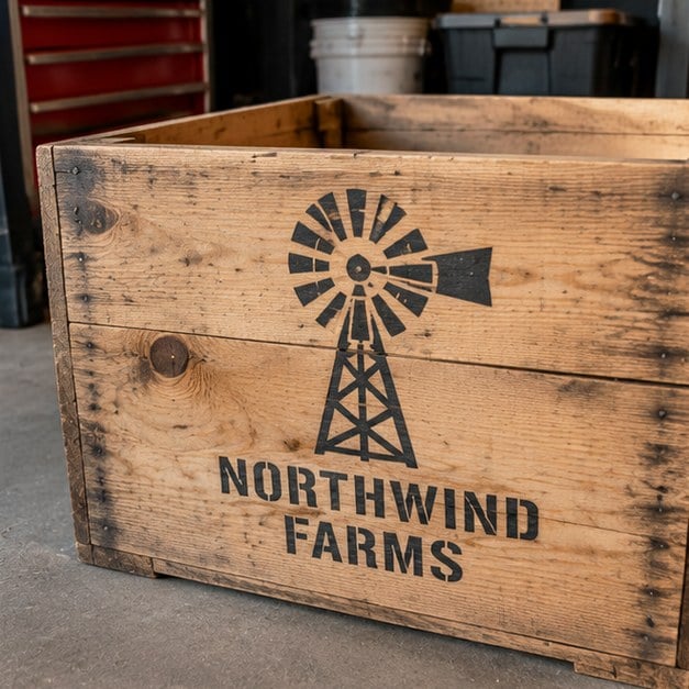 Customer photo of a custom crate stencil